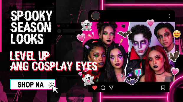 Halloween/spooky season colored contact lenses Philippines—cosplay looks with dramatic eye contacts (green, violet, red) para level up ang cosplay eyes; shop na.
