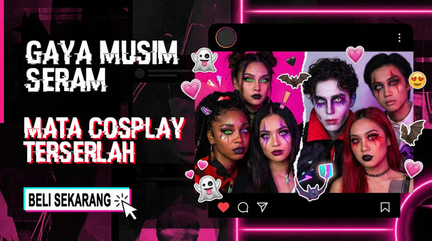 Kanta lekap cosplay Halloween – gaya musim seram dengan kanta berwarna efek khas untuk mata, beli sekarang