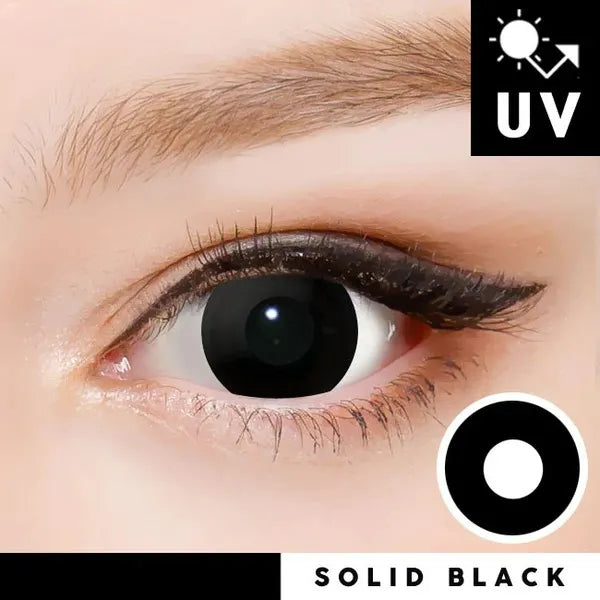 Innovision Solid Black Cosplay Halloween Contact Lenses (1Year/2Pc)