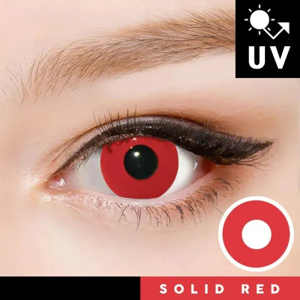 Innovision Solid Red Cosplay Halloween Contact Lenses (1Year/2Pc)