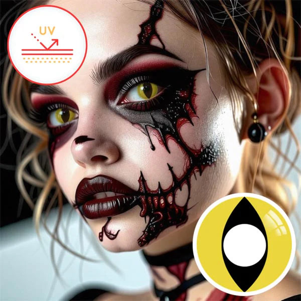 Innovision Yellow Black Cat Eye Cosplay Halloween Contact Lenses (1Year/2Pc)