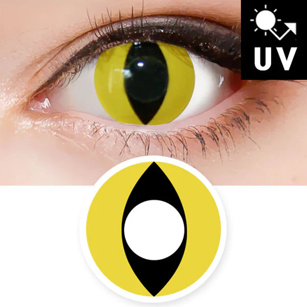 Innovision Yellow Black Cat Eye Cosplay Halloween Contact Lenses (1Year/2Pc)