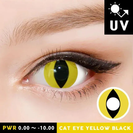 Innovision Yellow Black Cat Eye Cosplay Halloween Contact Lenses (1Year/2Pc)