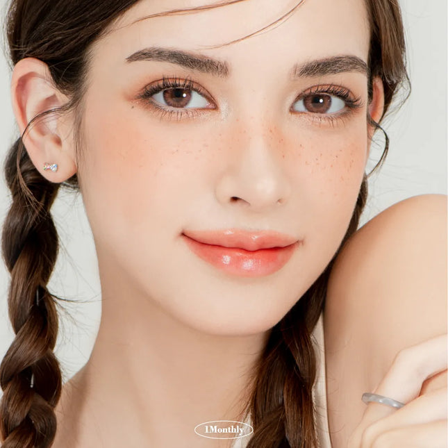 Lensrang Iwwinka Pink Brown Colored Contacts (1Month/2Pc)