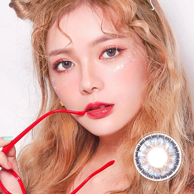 Neo Glamour Blue Contacts Yearly x 2Pc | Nearsightedness Correction