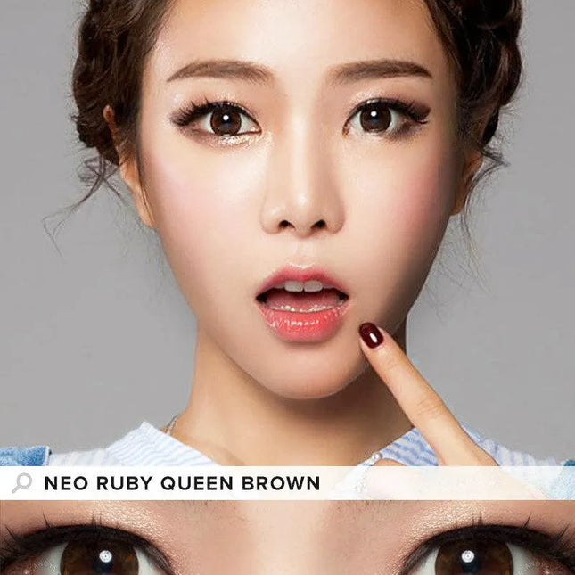 Neo Ruby Queen Brown for High Myopia Yearly x 2Pc | High Prescription Colored Lenses