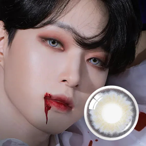 Olens Vampire Silver Gray Halloween Colored Contact Lenses (1Month/1Pc)